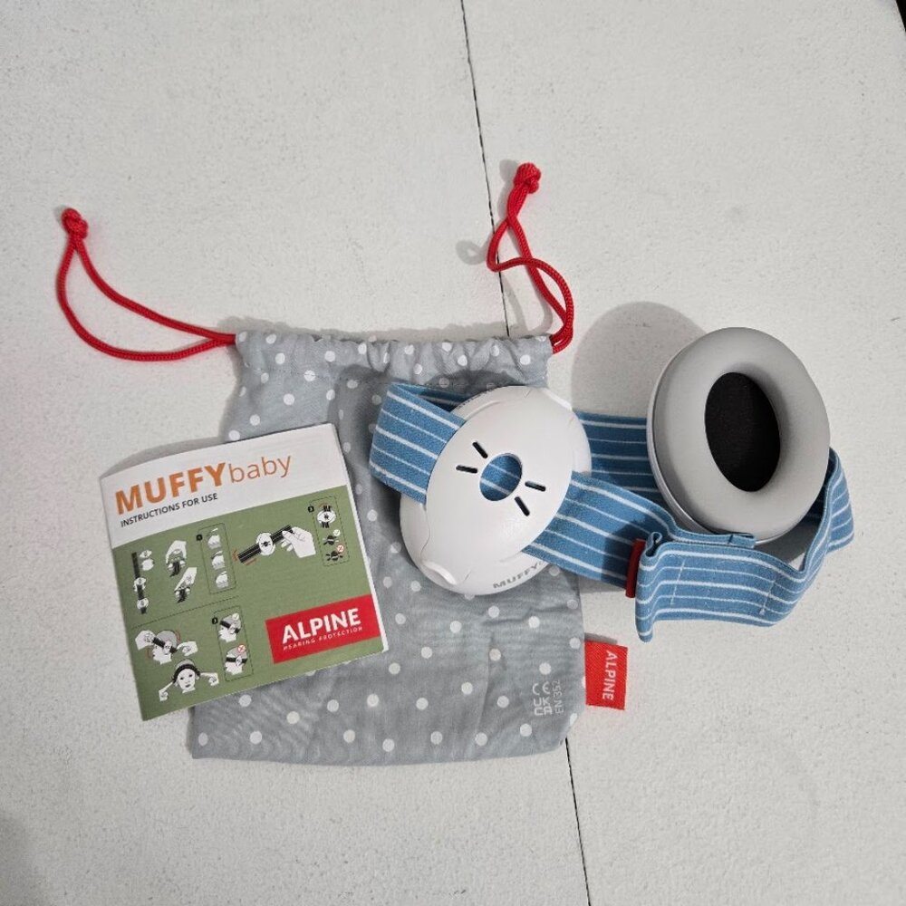 Alpine Muffy Baby Ear Protection Babies Toddlers Adjustable Blue Travel Bag Soft